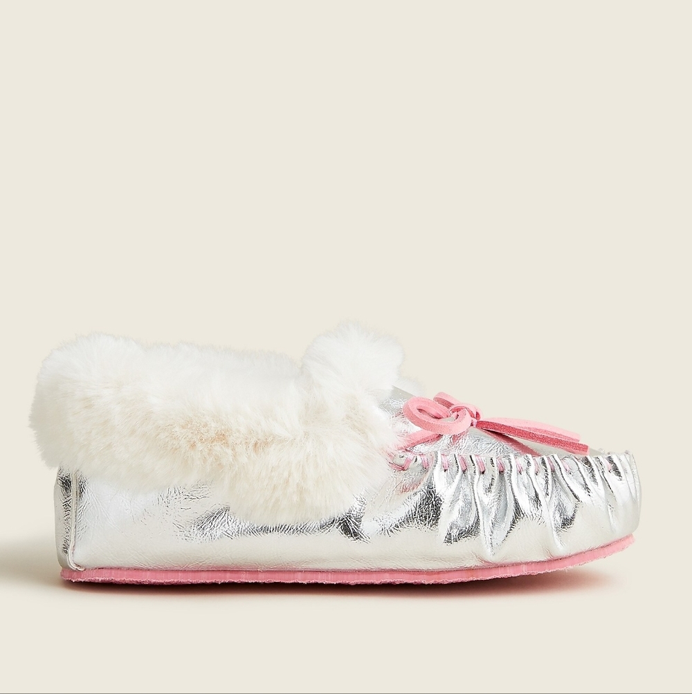 New! J.Crew K2 2 Crewcuts Girls Metallic Lodge Moccasins Slippers Shoes NWT
